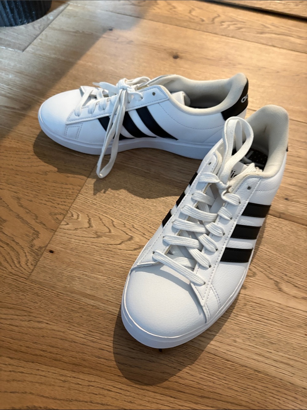 adidas White Sneakers with Black Stripes - Men's Casual Trainers